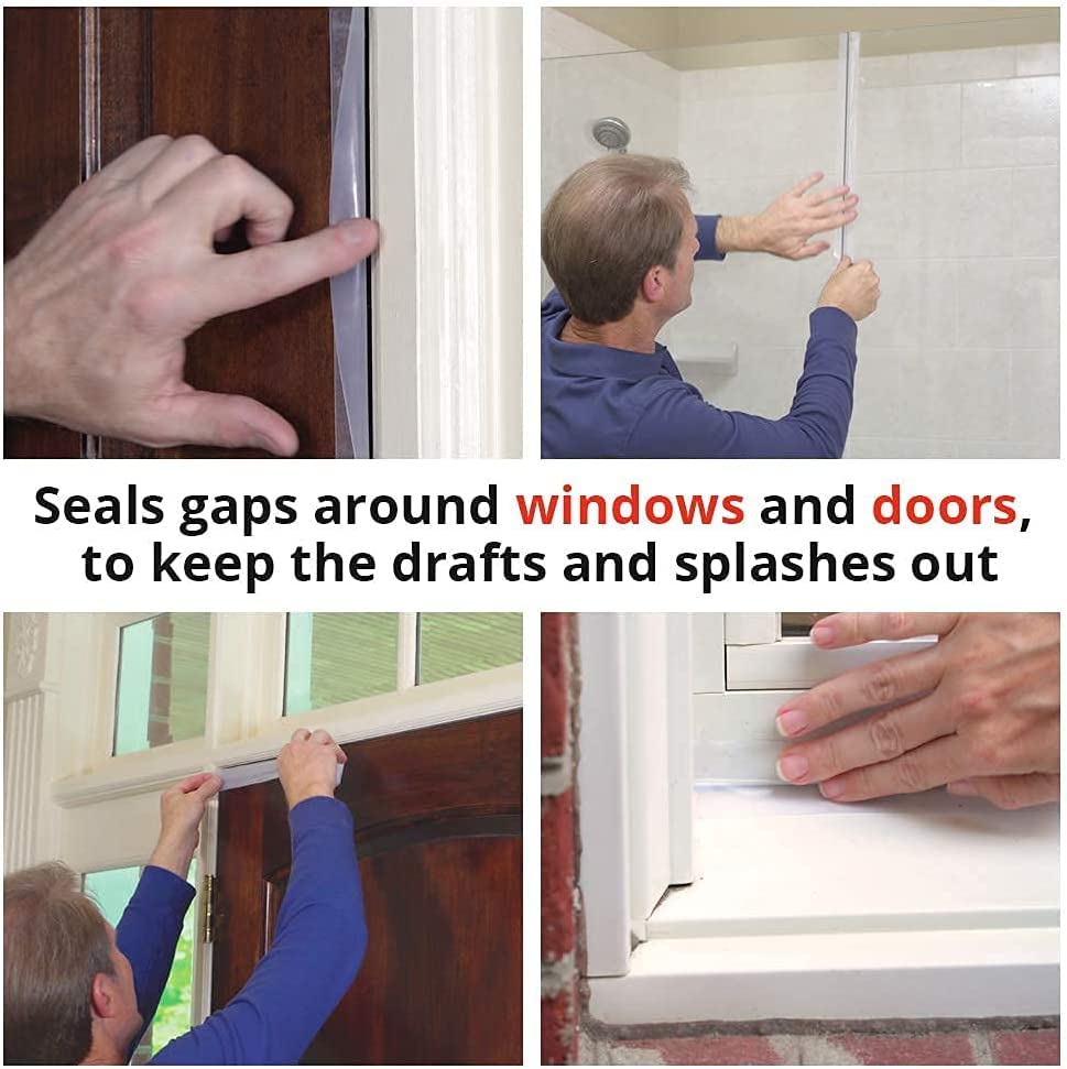 Alien Draft Seal Weather Stripping Door Seal – Longer 64ft (3 Rolls) Silicone Door Bottom Draft Stopper Tape - size: 64 Feet - Pack of 1