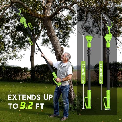 Cordless Pole Saw for Tree Trimming, 6" Chainsaw with Extension Pole - size: 6 inch Pole