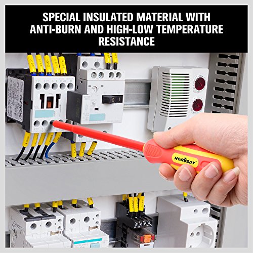 HORUSDY 6-Piece 1000V Insulated Precision Screwdriver Set, Magnetic Tip CR-V Electrician Tools with Cushion Grip TPR Handle for Electrical Applications - style: 6-Piece 1000v Insulated Screwdriver Set