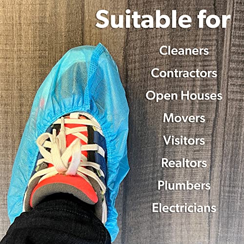 100 Pack XL Blue Shoe Covers Disposable, Non Slip Shoe Booties