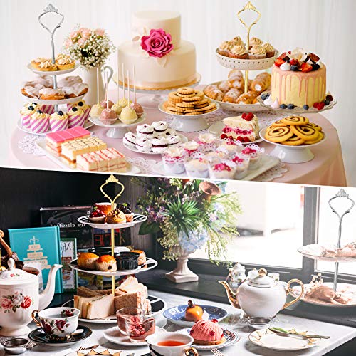 Patelai 6 Sets 3 Tier Cake Stand Hardware Tiered Tray Plate Hardware Kit Heavy Metal Cake Fruit Food Plate Stand Fitting Stacking Kit for Serving Dessert Cupcake Dish Food (Simple,Gold) - color: Gold, size: Simple