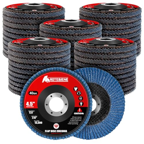 50 Pack 40 Grit Zirconia Flap Discs 4.5" x 7/8" T27 for 4 1/2 Inch Angle Grinder Flap Wheels Heavy-Duty Grinding & Sanding Discs for Metal, Wood, Stainless Steel - color: #40