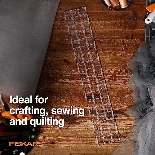 Fiskars 3" x 18" Acrylic Sewing & Quilting Ruler with Gridlines, Clear - size: 3" x 18"