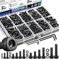mxuteuk 888PCS Metric Screws Assortment,M4 M3 M2.5 M2 Screws Kit, Suitable for 3D Printing DIY, Grade 12.9 Alloy Steel Hex Socket Head Cap Bolts Nuts and Washers Kit, Black Zinc Plated - size: 888PCS M2 M2.5 M3 M4