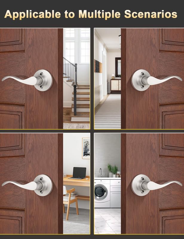 Mengico 4 Pack Satin Nickel Dummy Door Lever, Single Left Side Door Handle for Closets, Non-Turning Pull Only Lever Set, Wave Style Interior Door Knob - size: Left-Handed Dummy Lever