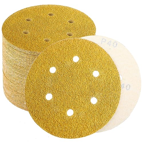 6 Inch Sanding Discs Hook and Loop, 40 Grit Sandpaper for Orbital Sander, Professional for Automotive and Woodworking, 100 Pack - style: 40 Grit