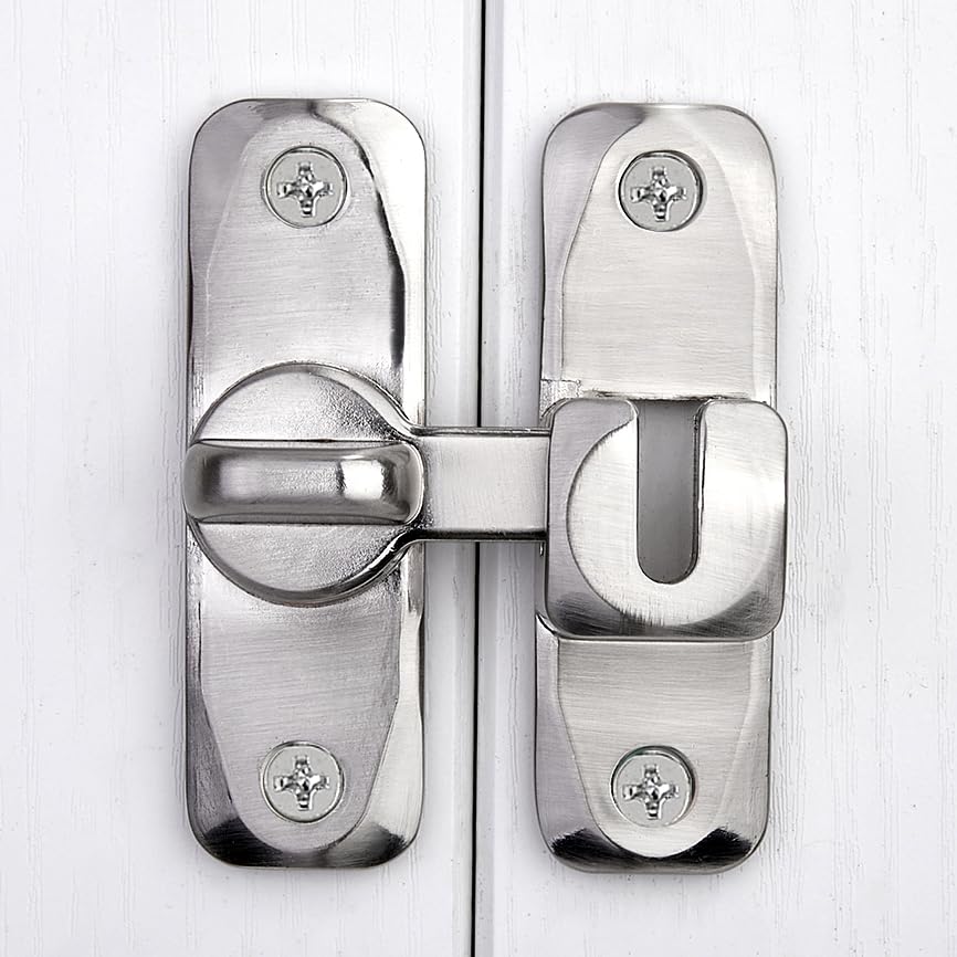 Silver Barn Door Latches,90/180 Degree Gate Lock_B - color: Silver