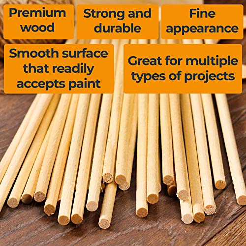 Wooden Dowel Rods 6 inch - 1/4 Hardwood Dowels - Craft Dowels for Woodworking Project 50 pcs - for Model Building Games Kids Crafts Handmade Gifts Home Decor - 1/4 - size: 1/4 - 6inch - 50pcs