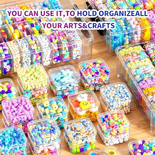 3-Tier Large Capacity Stackable Bead Organizer Box 90 Pcs, Portable Plastic Craft Storage Containers for Jewelry Making, Bracelets, DIY, Nail Art Charms - size: 3-Tier 90 Compartments