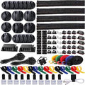 ELII 300PCS Cable Management Kit,4 Cable Sleeve 35 Cable Clips - color: Black