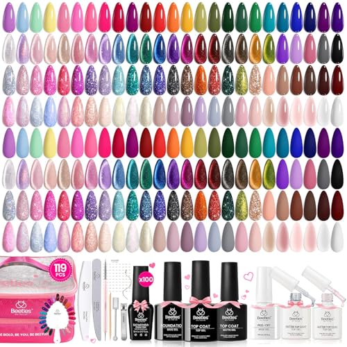 Beetles Gel Nail Polish Set, 119 PCS 100 Colors Fall Gel Polish Kit - color: All Season - 100 Colors (119 Pcs)