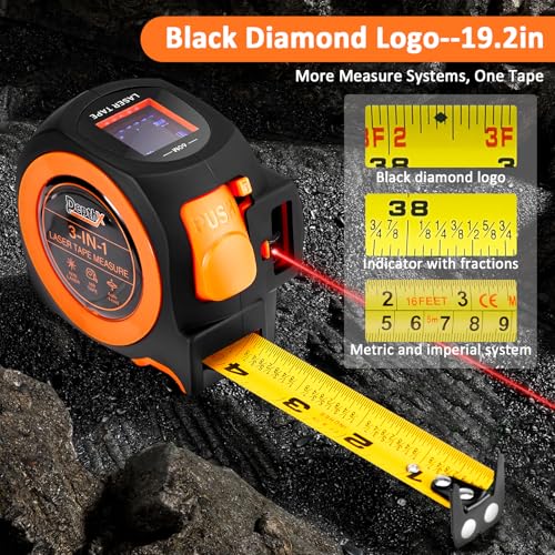 3-in-1 Laser Tape Measure, 197 ft Distance Meter, 16 ft Tape, Digital Level