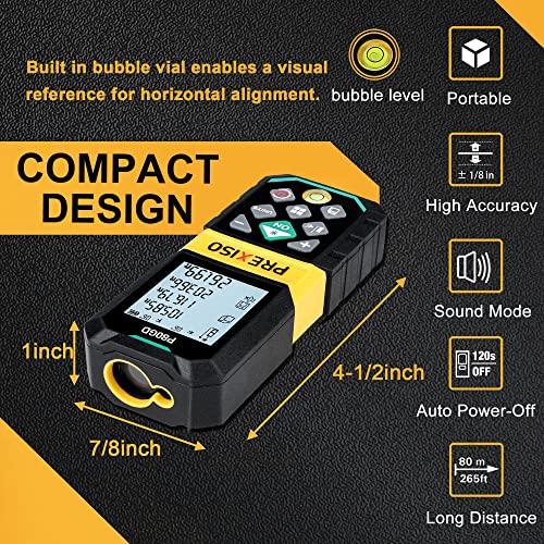 PREXISO Laser Measuring Tool Rechargeable, 265Ft Green Laser Distance Meter