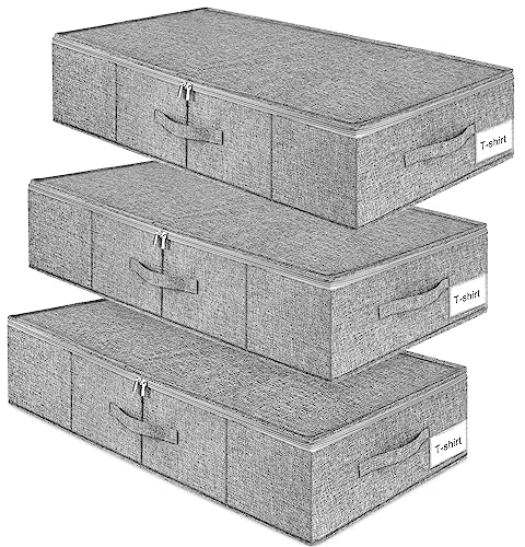 punemi 6.7 in High Under Bed Storage Containers with Zipper Lid, 3Pack,Grey - color: Grey, size: 3 Pack-6.7 inch Tall-Structured