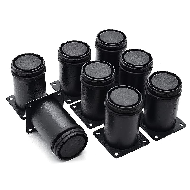 3 Inch Metal Furniture Legs Stainless Steel Adjustable Legs Black Metal Legs Round Cabinet Legs for Coffee Table Cabinet Desk Sofa Shelves, Pack of 8 - color: Black, size: 3"