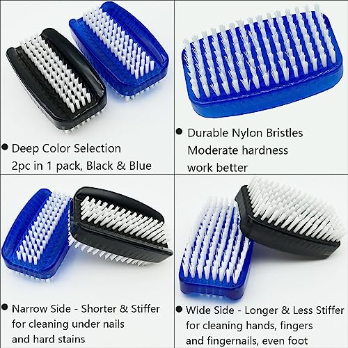 GKETN Nail Brush for Cleaning Fingernails 2 Sided Nylon Bristles Fingernail Brush for Cleaning Nail Scrubber Scrub Clean Soft Stiff Nail Scrub Brush, 2 Pack