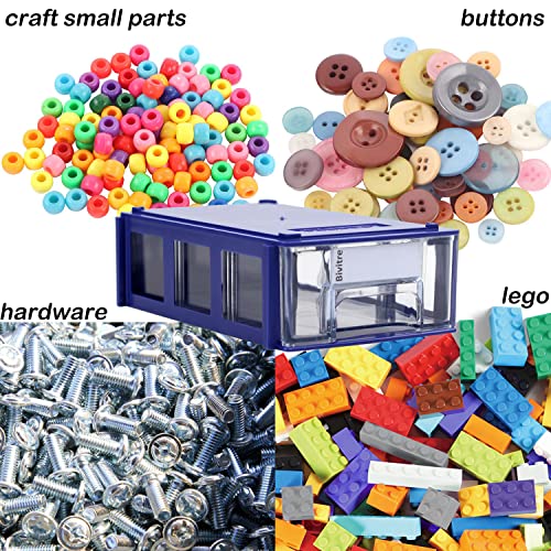 Stackable Storage Drawers Set of 20 with Dividers and Paper Labels - color: Blue