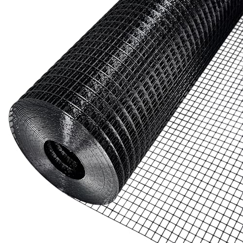 Black Vinyl Coated Wire Mesh Hardware Cloth 1/2 in 36”x100’ 19 Ga - size: 1/2" x 1/2" 36" x 100'