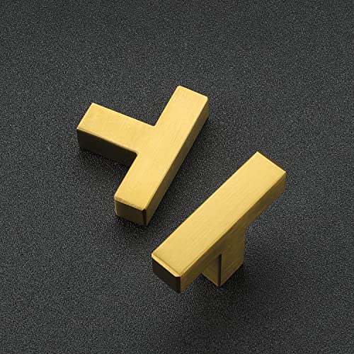 Ravinte 10 Pack Gold Square Bar Cabinet Knobs 2 Inch Kitchen Handles | Single Hole, Stainless Steel, Easy Install, Screws Included, Rust-Resistant, Kitchen, Bathroom, Drawers, Cabinets - color: Gold