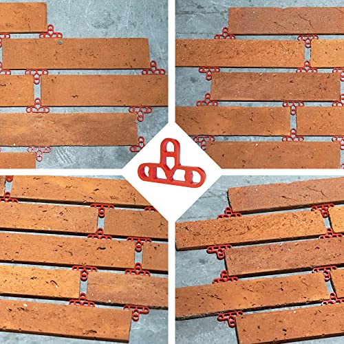 JINYO 3/8 inch 100pcs 10mm Bricklaying Spacer Tile Spacer Red Color Tile Leveling Clips Masonry Paving Spacer Mortar Brick Jointing Spacer Window Spacer Bathroom Spacer - color: Red