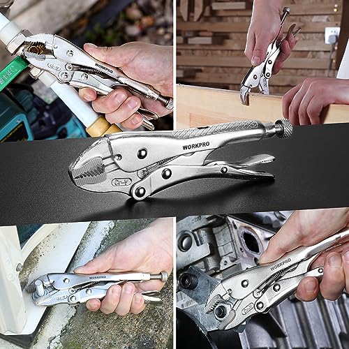 WORKPRO Locking Pliers, 7-inch Curved Jaw Vice Grips pliers - size: 7"
