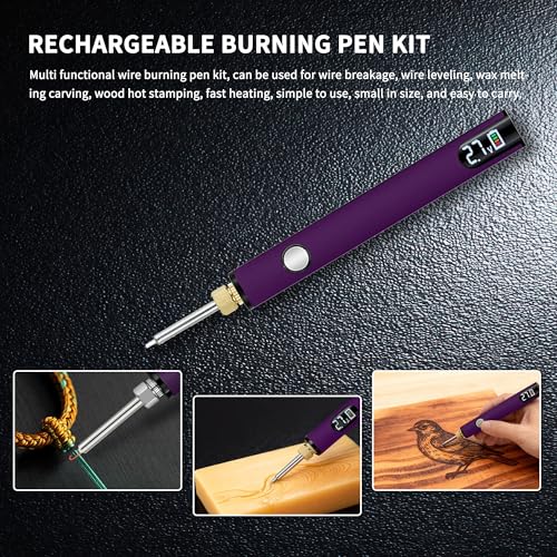 Rechargeable Thread Burner Kit, LCD 2.7V/3.4V/4.2V (Pink) | 510 Threaded Battery , USB-C Charging Cable Included,, For Beading, Sewing, Weaving, Leather Craft, Stringing - color: Pink