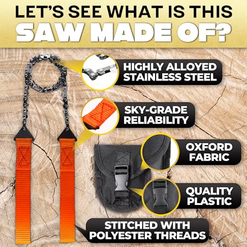 High Limb Rope Saw for Trees, 25.5" Cable Saw with 11 Teeth