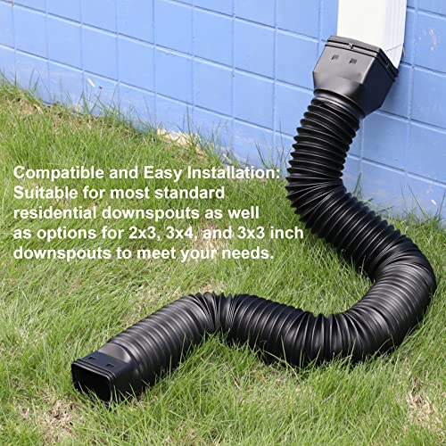 plusgutter Black-2pack Rain Gutter Downspout Extensions Flexible, Drain Downspout Extender,Down Spout Drain Extender, Gutter Connector Rainwater Drainage,Extendable from 21 to 68 Inches - color: Black