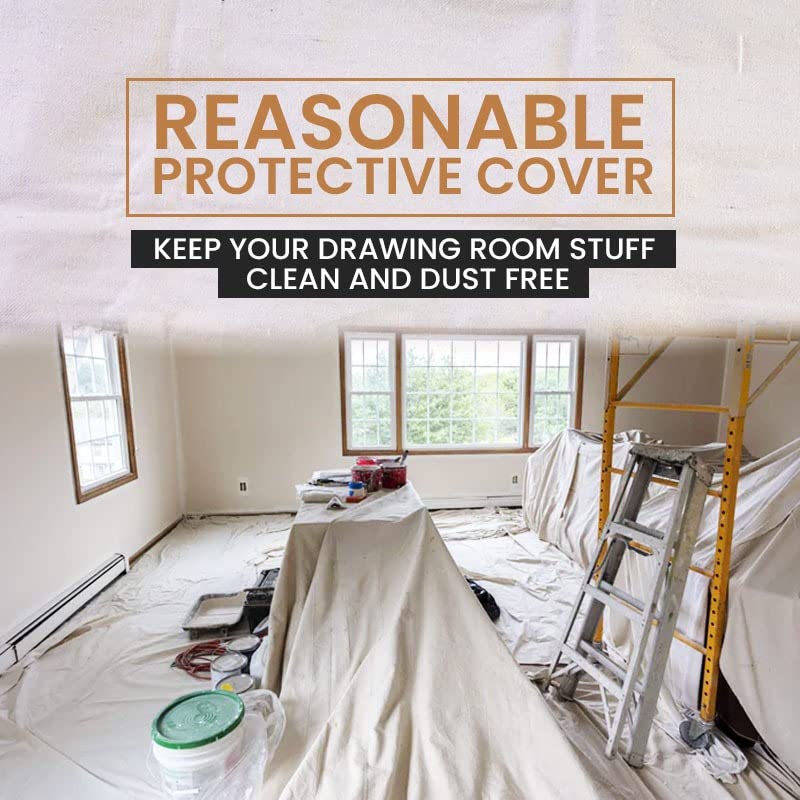 ZUPERIA Canvas Drop Cloth for Painting (Size 4 x 25 Feet - Pack of 2) - Pure Cotton Painters Drop Cloth for Painting, Furniture & Floor Protection - All Purpose Thick Cloth with Double Stitched Edges - size: 4' x 25' Feet - Pack of 2