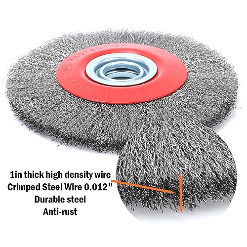 8in Bench Wire Wheel Brush for Bench Grinder Coarse Crimped Steel Wire 0.012" with 1/2" 5/8" 3/4" 7/8" 1"(5sets) Spacer Arbors - 4pack - style: 8in 4pcs