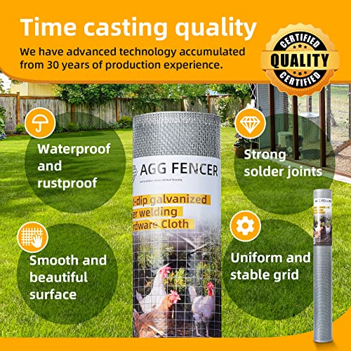 AggFencer 16in x 10ft Hardware Cloth 1/8 inch 27Ga Chicken Coop Wire Fence - size: 16in x 10ft