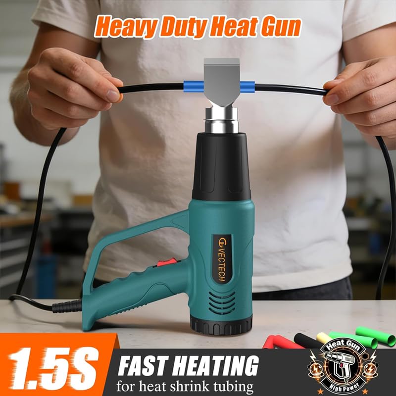 Heat Gun,10FT cable,Dual-Temperature Settings 572°F & 1112°F - color: Green