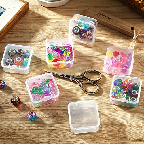 SATINIOR 24 Packs Small Clear Plastic Beads Storage Containers Box with Hinged Lid for Storage of Small Items, Crafts, Jewelry, Hardware(1.7 x 1.7 x 0.8 in) - size: 1.7 x 1.7 x 0.8 in