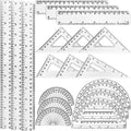 Tenare 18 Pcs Plastic Clear Math Set Includes Protractor Triangle Rulers 12 Inch 6 Inch Straight Geometry Math Transparent Ruler Measuring Tool for Office Home Supplies