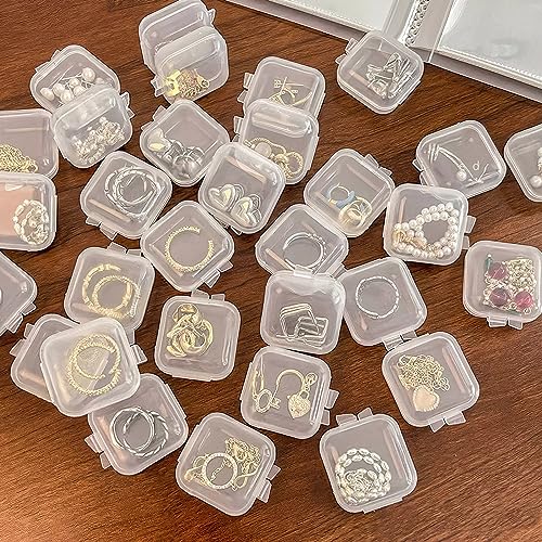 80PCS Mini Clear Plastic Jewelry Box, Earring Storage Box - color: Clear