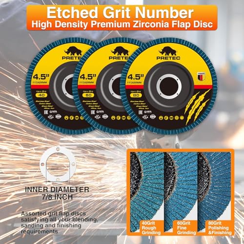 26 Packs Angle Grinder Cutting Flap Grinding Disc Wheel 4 1/2in Inches - 20 Packs 4.5"x1/4"x7/8" Cut off Wheels,3 Packs 4.5"x7/8" 60 Grit Flap Discs, 3 Packs 4.5"x1/25"x7/8" Grinding Wheels | 20 Packs 4.5"x1/4"x7/8" Cut off Wheels,3 Packs 4.5"x7/8" 60 Gri