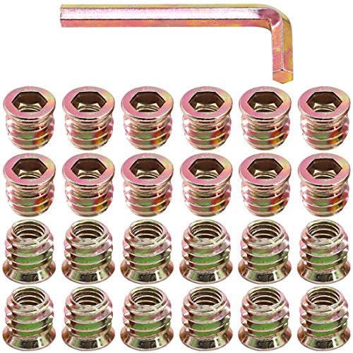Glarks 50Pcs 5/16"-18 x12mm Threaded Inserts Nuts Zinc Plated Carbon Steel Hex Socket Drive Furniture Flanged Screw-in Nut with M8 Hex Wrench for Wood Furniture (5/16''-18 x 12mm) - size: 5/16"-18 x 12mm