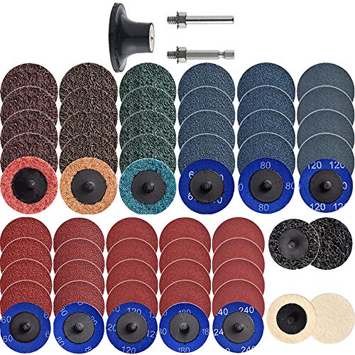 60Pcs Sanding Discs Set, 2 inch Quick Change Sanding Discs with 1/4" Holders, Die Grinder Surface Conditioning Burr Rust Paint Removal - style: 60Pcs Quick Change Discs 2 Inch(A/O main)