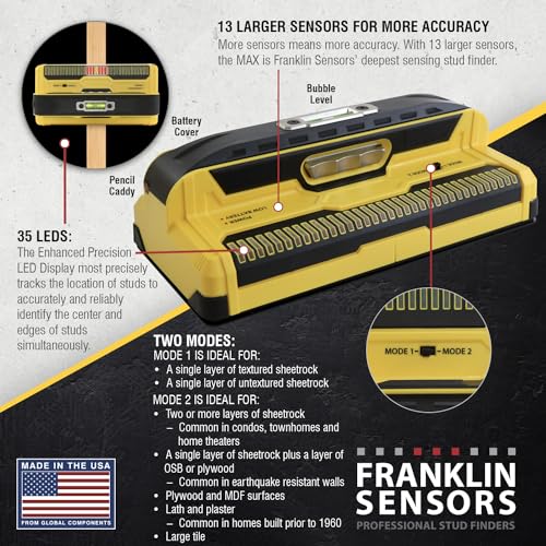 Franklin Sensors ProSensor MAX 13-Sensor Stud Finder, 2.5-in Deep Detection