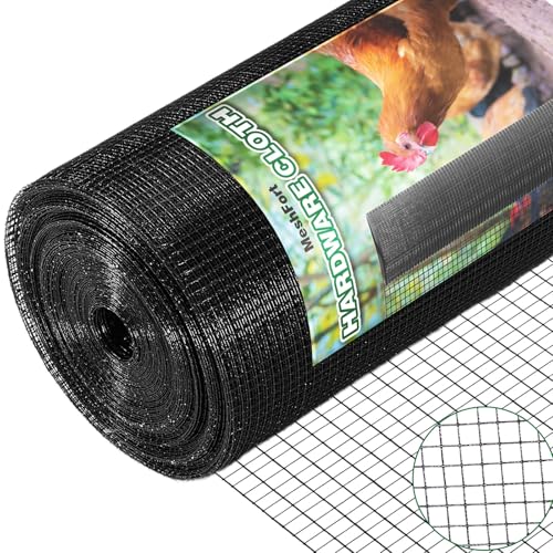 Hardware Cloth 1/2 inch 48 x 100 ft Black 19 Gauge Vinyl Coated Welded Wire Mesh Roll PVC - Coated Welded Wire Fence Perfect for use as Chicken Wire Fencing mesh - color: Black, size: 1/2 inch 48" x 100 ft 19Ga