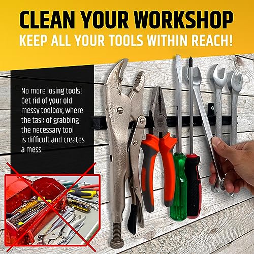 12" Heavy-Duty Magnetic Tool Holders (4 Pack - 48" Total) - Extremely Powerful Magnetic Pull Force to Hold Heavy Tools (Upgraded Version) - Professional Tool Bars/Strips Organizer - size: 12" - 4 Pack