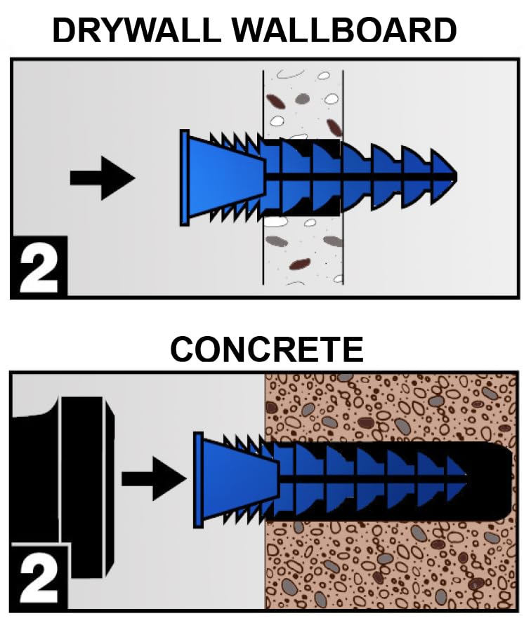 T.K.Excellent Plastic Drywall Anchors and Screws Kit, Ribbed Anchors Assortment Screws Kit, Wall Anchor Kit 400Pcs