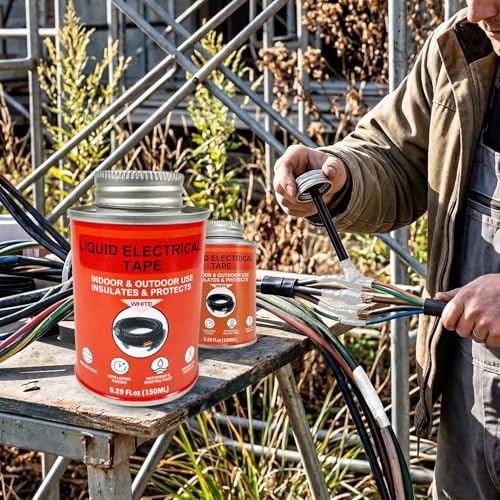 150ml Liquid Electrical Tape Insulating Repair Glue, Quick-Drying Waterproof High Temp Resistant Insulation Coating with Brush Cap for Wires Cables Outdoor Electrical Equipment Fixing (White) - color: White