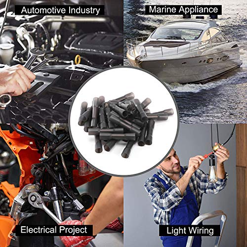 50PCS Heat Shrink Butt Wire Connectors 14-12 AWG, Insulated Waterproof Electrical Wire Connectors Automotive Marine Grade Wire Crimp Terminals Butt Splices, Ideal for Boat, Truck, Black - size: Black 50 PCS
