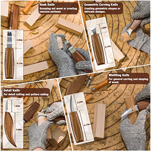 Wood Carving Kit, 23pcs Wood Carving Tools with 4 Wood Carving Knives 5 Detail Knives 9 Blocks, Whittling Kit DIY Hobbies for Adults