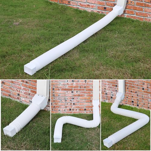 2 Pack Rain Gutter Downspout Extensions, Upgraded Flexible Drain Down Spout Extender for Rain Water Drainage, Each Extendable from 20" to 66", Combine to 10 ft with Connector(White) - color: 2 Pack White