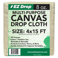EZ Drop Painter's Large Canvas Fabric Drop Cloth for Painting (4 ft. x 15 ft.) - size: 4 ft. x 15 ft.
