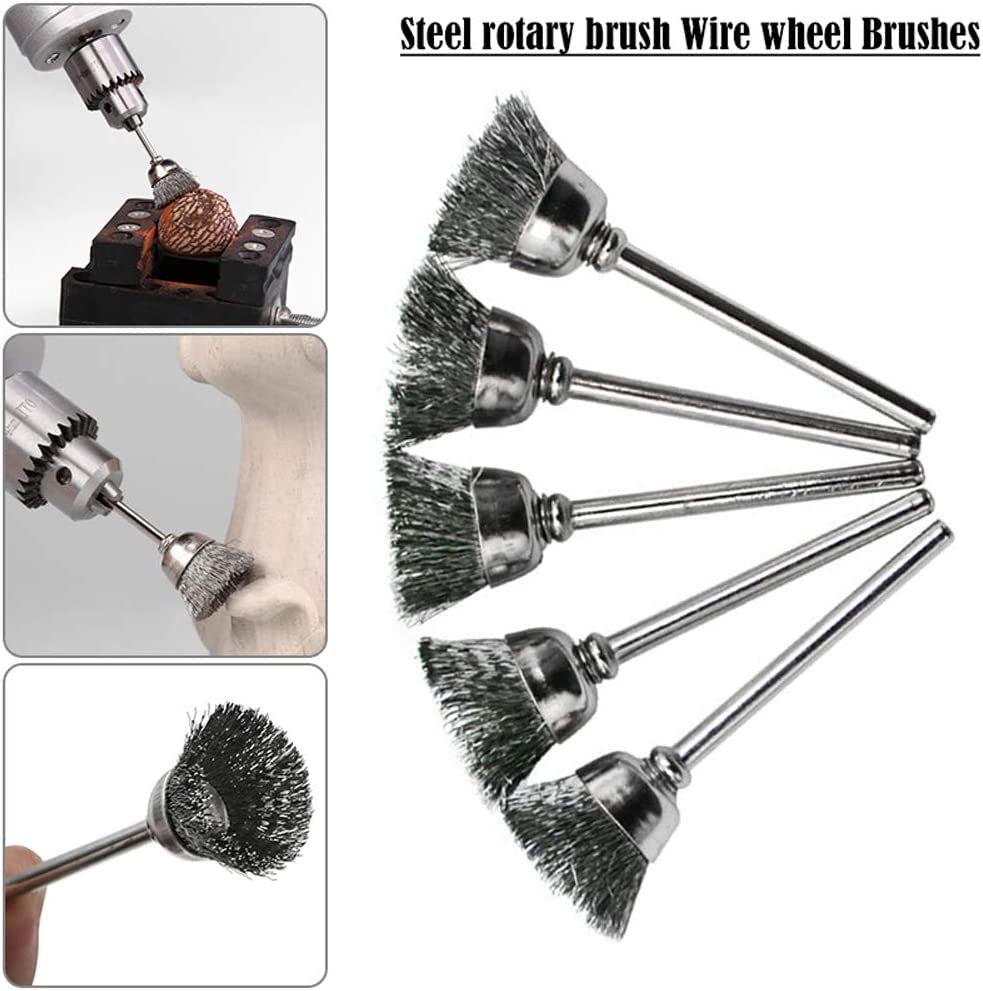 Rocaris 120 Pack Wire Buffing Wheel Brush Set with 1/8" Shank