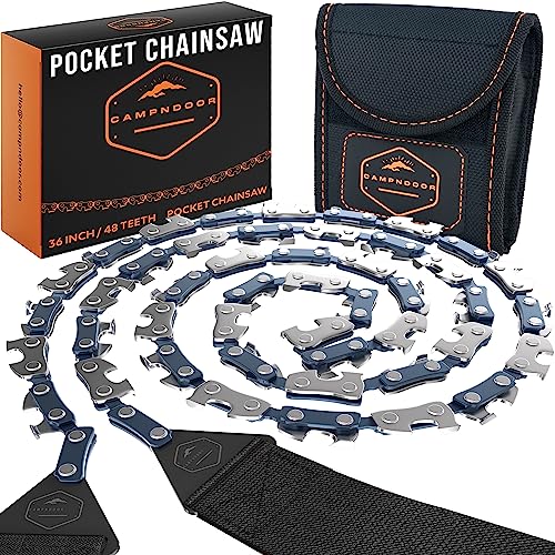 Pocket Chainsaw Survival Gear and Supplies - Black Strap Hand Chain Saw - color: Orange and Black