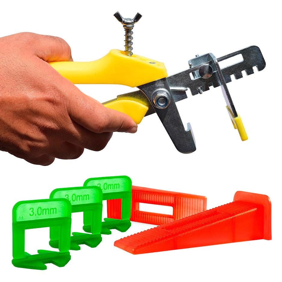Tile Leveling System (1/8 Inch) – 400 Tile Spacers + 200 Reusable Wedges + 1 Tile Plier – Perfect for Seamless Floor & Wall Tile Installation – 3mm Ceramic & Stone Spacers - color: 400 Spacers + 200 Wedges + 1 Tile Plier